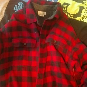 Plaid fleece lined button up